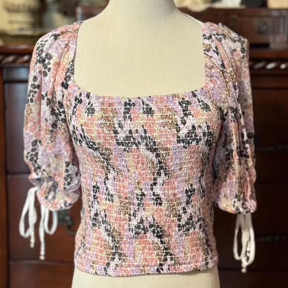 FREE PEOPLE Back On Top Smocked Crop Top in Soft Combo NWOT! - Picture 4 of 13